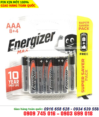 Energizer E92-BP12; Pin AAA 1.5v Alkaline Energizer E92-BP12 (Singapore) |Vỉ 12viên